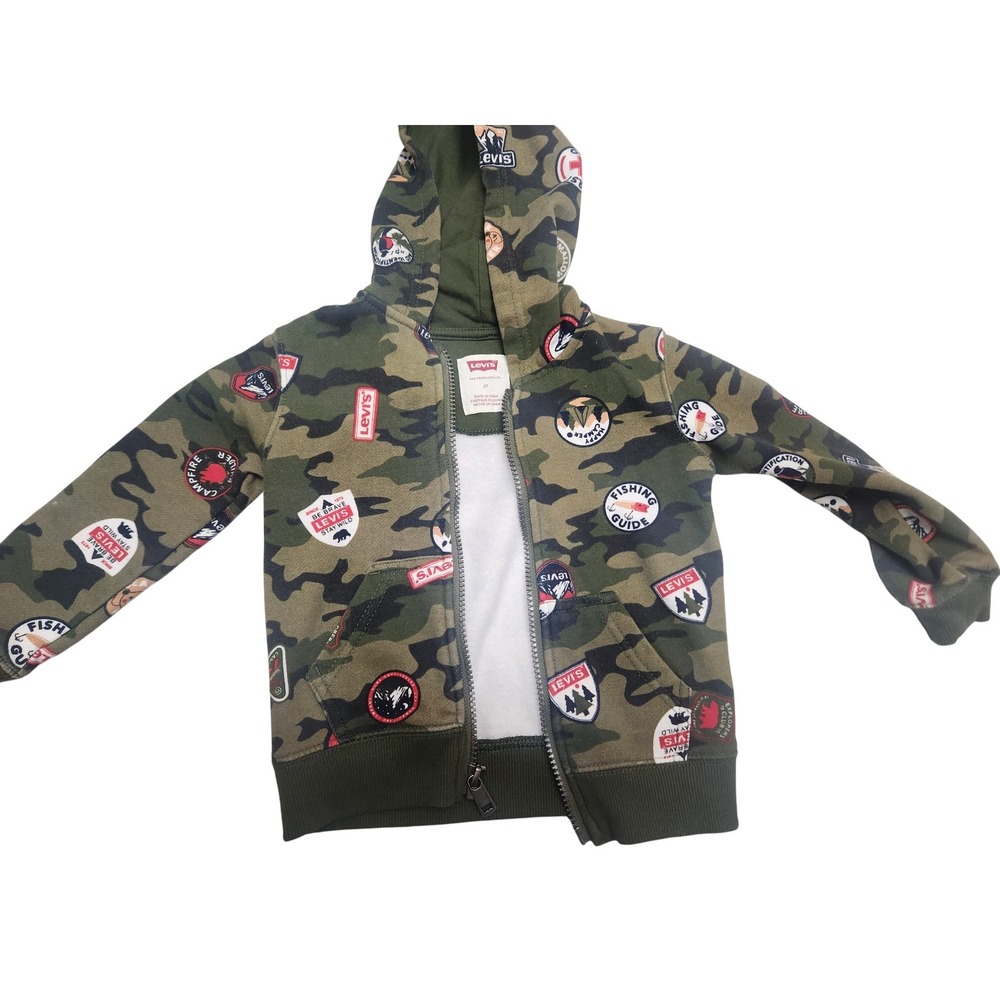 Kids Levi's Camo Patches Zip Up Hoodie Jacket‎ Size 2T